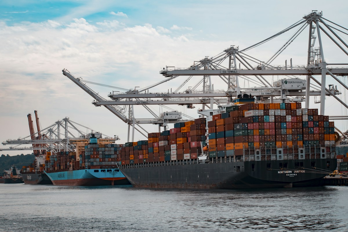 Cargo containers connecting suppliers and international markets